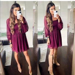 Maroon Swiss dot dress